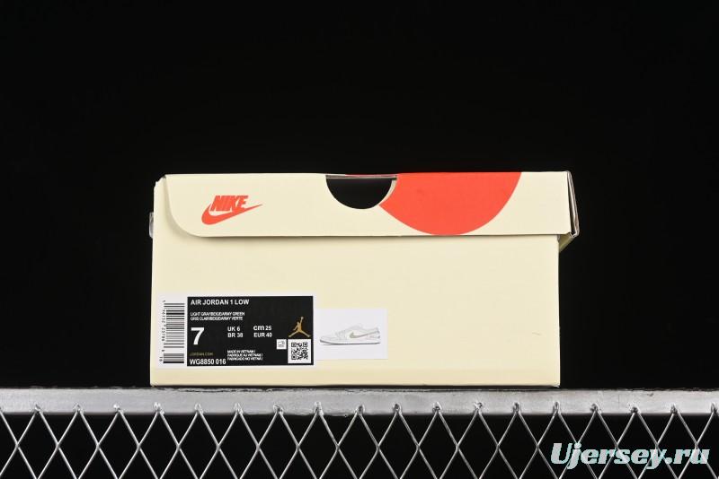 Nike Air Jordan 1 Low Stussy Collaboration - Light Green Elegant Grey Retro Basketball Shoes - WG8850-016