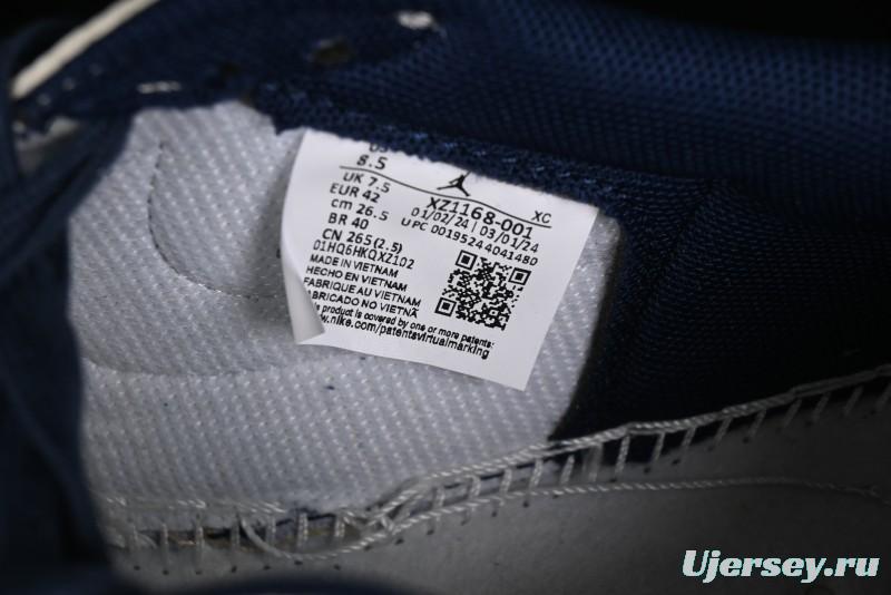 Nike Travis Scott x Fragment Design x Air Jordan 1 Low OG SP AJ1 Supreme Collaboration - White Navy Blue Low Top Casual Sneakers - XZ116