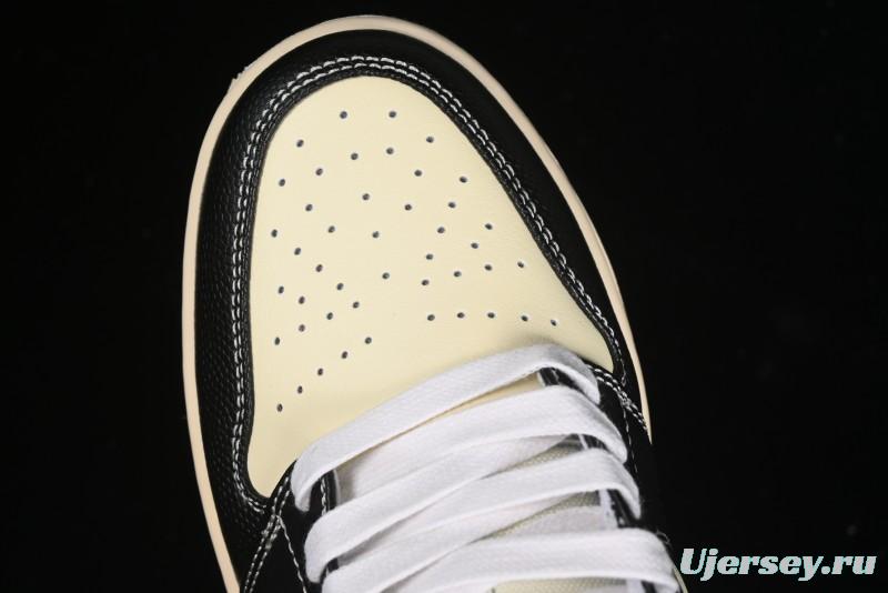 Nike Air Jordan 1 Low "Coconut Milk Black" Casual Basketball Shoes with Team Gold Accents - HQ3437-101