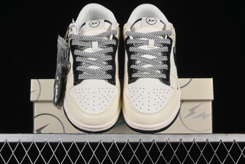 Nike SB Dunk Low Lightning Collaboration - Off White Black Double Swoosh Anniversary Custom Low-Top Casual Skate Shoes - XY1688-007