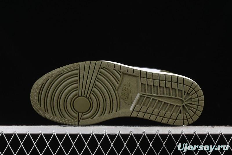 Nike Air Jordan 1 Low "Medium Olive" Retro Casual Sneakers - 553558-092