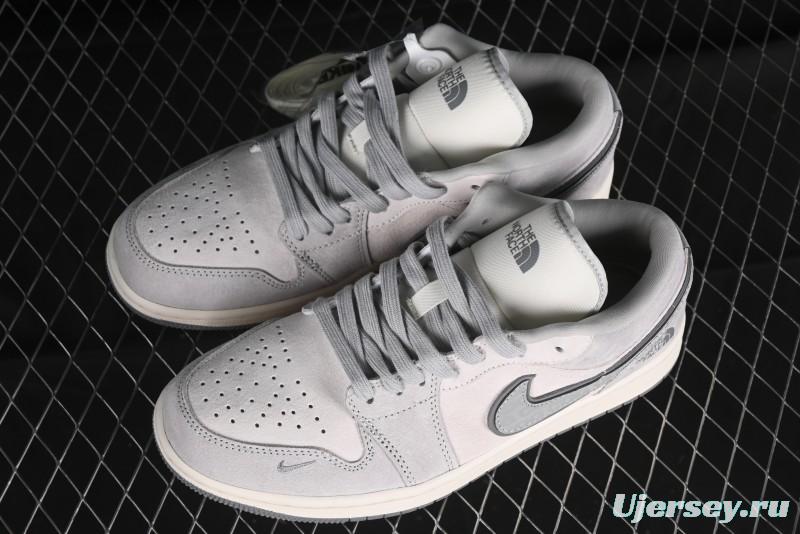 Nike Air Jordan 1 Low AJ1 The North Face Collaboration - Suede Grey Retro Basketball Shoes - DM5688-111
