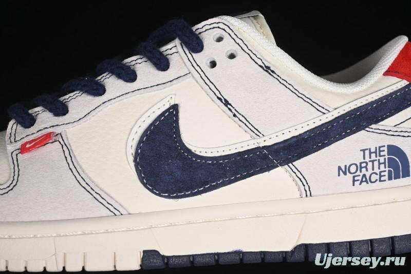 Nike SB Dunk Low The North Face Collaboration - Grey Pigskin Navy Swoosh Anniversary Custom Low-Top Casual Skate Shoes - SJ1089-012