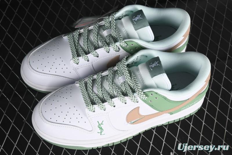 Nike SB Dunk Low YSL Series - White Green Brown Swoosh Anniversary High-End Custom Low-Top Casual Sneakers - GF2409-169
