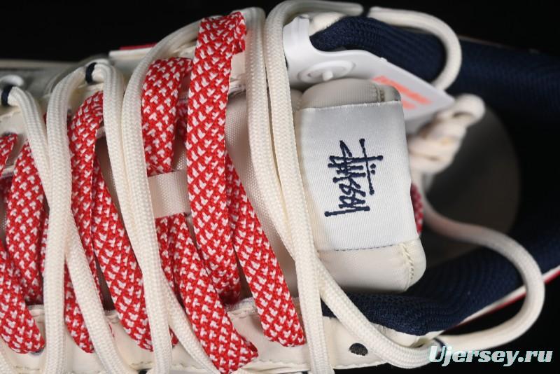 Nike Air Force 1 '07 Low Stussy Collaboration - Off White Red Lace-Up Low-Top Casual Sneakers - SJ1198-300