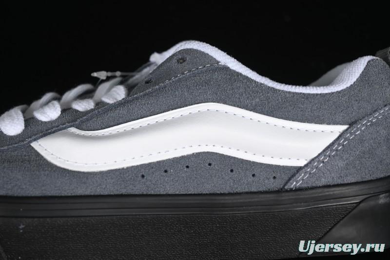 Vans Knu Skool Dark Grey Black Sole Versatile Casual Slip-Resistant Cushioned Platform Sneakers - VN000D22PWT