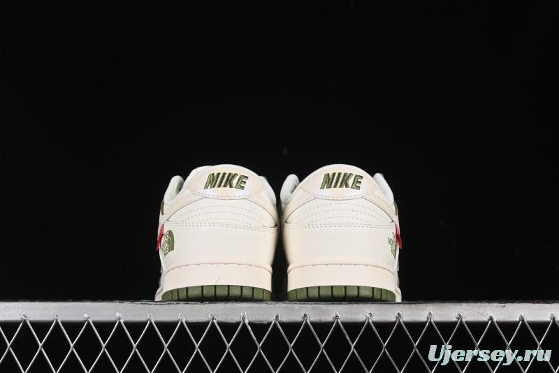 Nike SB Dunk Low Supreme The North Face Collaboration - Beige Green Reflective Swoosh Anniversary Custom Edition Low-Top Casual Skate Shoes - XX2025-638
