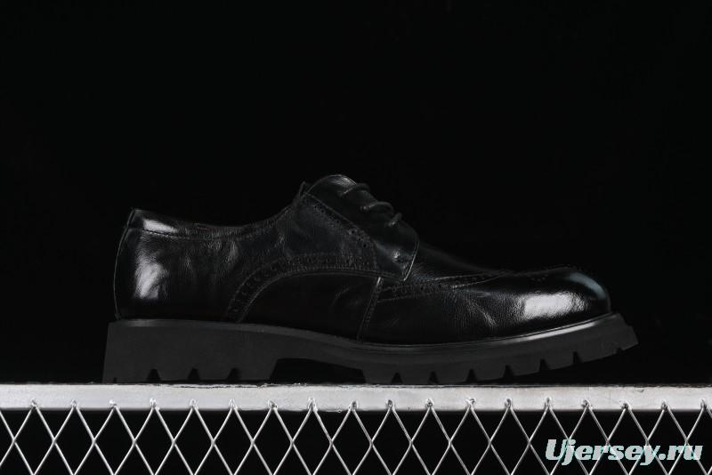 Ecco Block Brogue Business Derby Round Toe Genuine Leather Dress Shoes - 63667201001