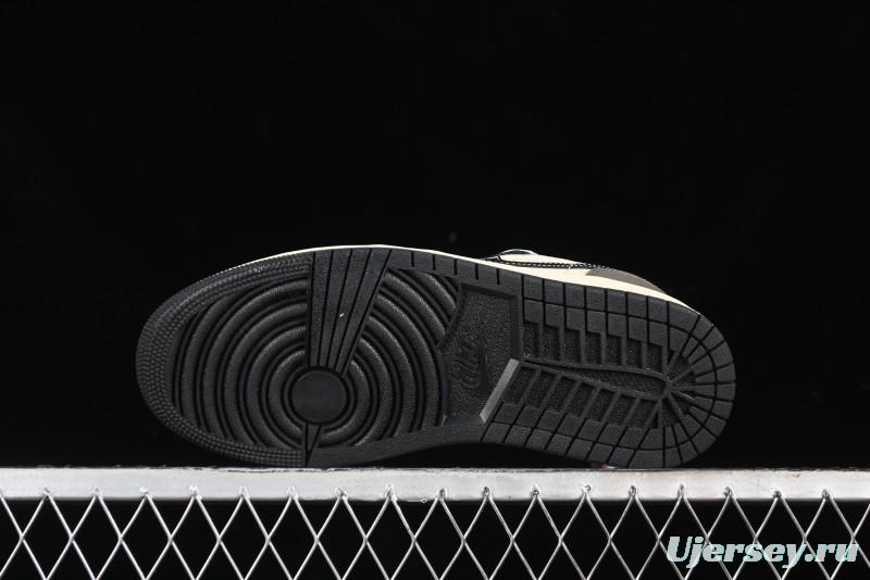 Nike Air Jordan 1 Low "Coconut Milk Black" Casual Basketball Shoes with Contrast Swoosh - HQ3437-101