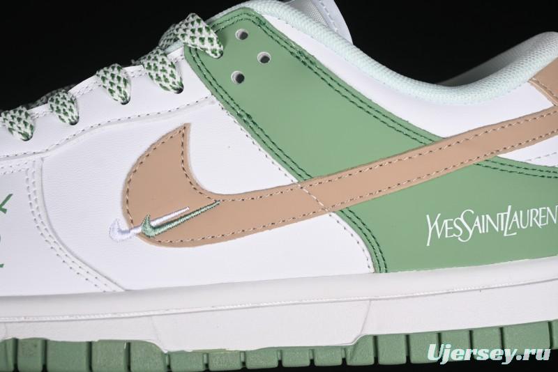 Nike SB Dunk Low YSL Series - White Green Brown Swoosh Anniversary High-End Custom Low-Top Casual Sneakers - GF2409-169