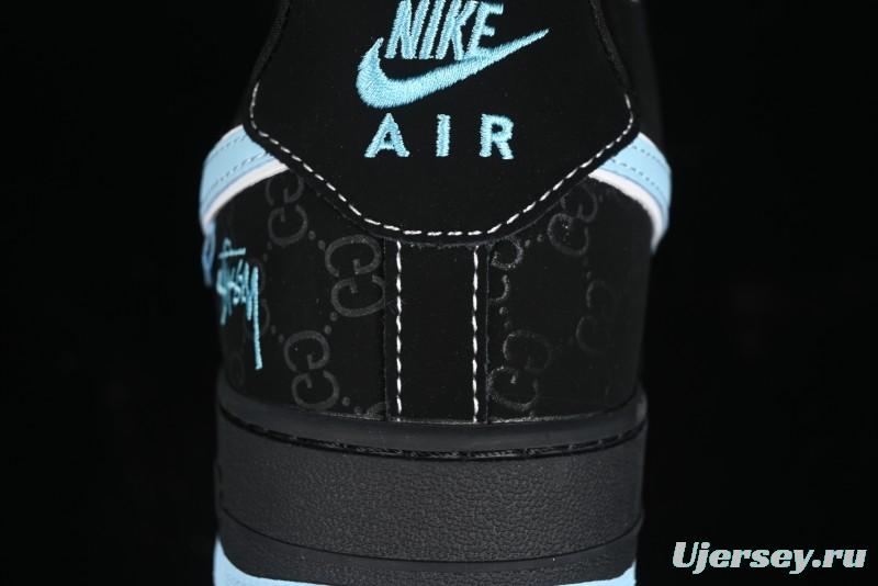 Nike Air Force 1 '07 Low Stussy Collaboration - Black Tiffany Low-Top Casual Sneakers - KK1988-008
