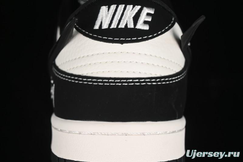 Nike SB Dunk Low x AMBUSH x Stussy Collaboration - Black Stitch Anniversary Custom Low-Top Casual Sneakers - XX2025-358