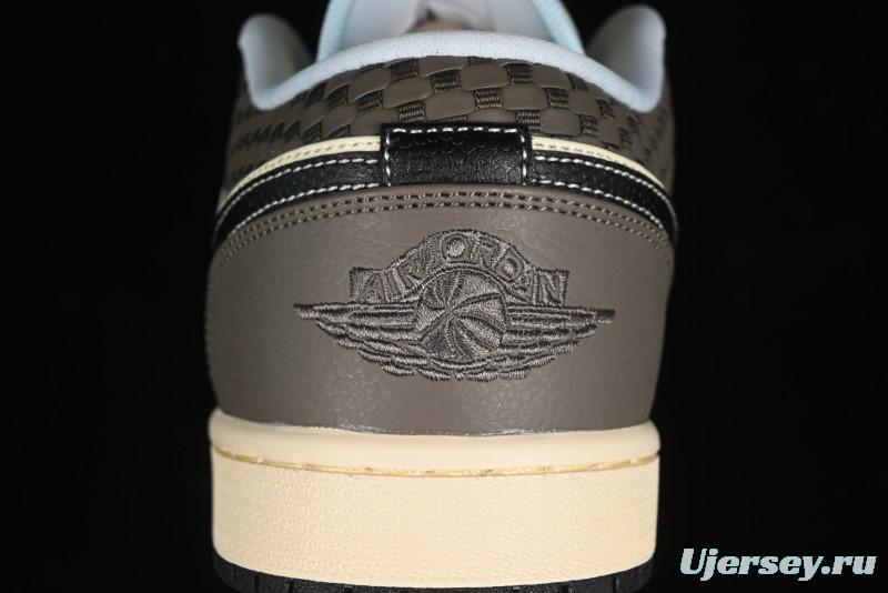 Nike Air Jordan 1 Low "Coconut Milk Black" Casual Basketball Shoes with Contrast Swoosh - HQ3437-101