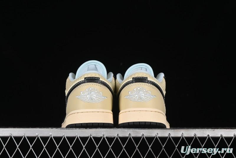 Nike Air Jordan 1 Low "Coconut Milk Black" Casual Basketball Shoes with Contrast Swoosh - HQ3437-101