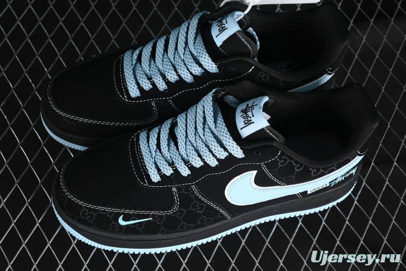 Nike Air Force 1 '07 Low Stussy Collaboration - Black Tiffany Low-Top Casual Sneakers - KK1988-008