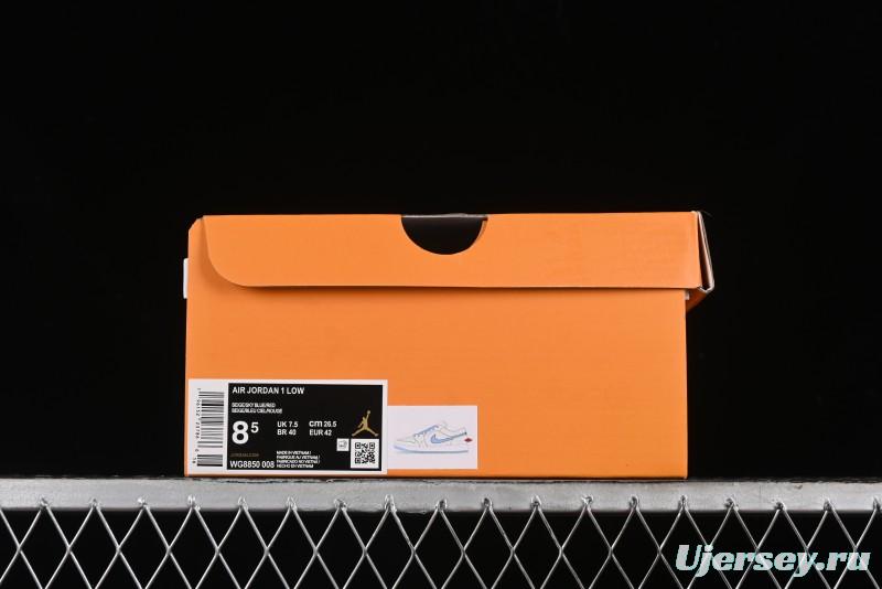 Nike Air Jordan 1 Low LV Collaboration - Light Blue Print Retro Basketball Shoes - WG8850-008