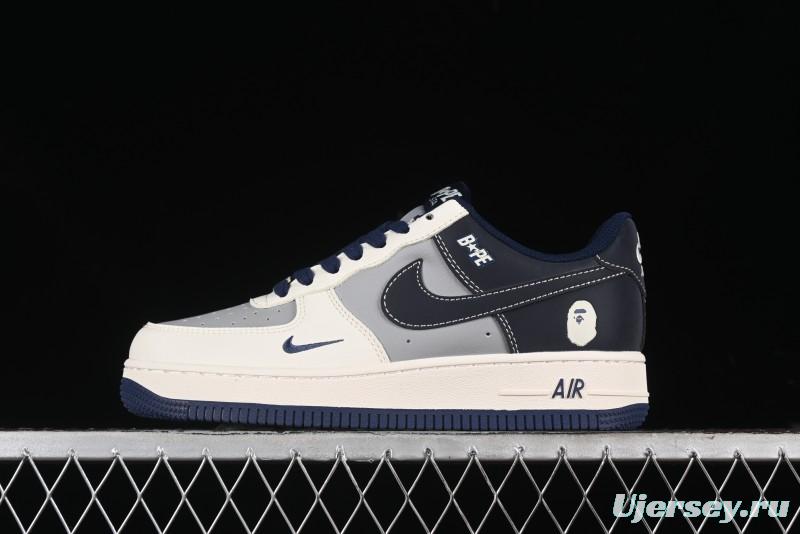 Nike Air Force 1 '07 Low Bape Collaboration - Deep Blue Grey Low-Top Casual Sneakers BB6566-206