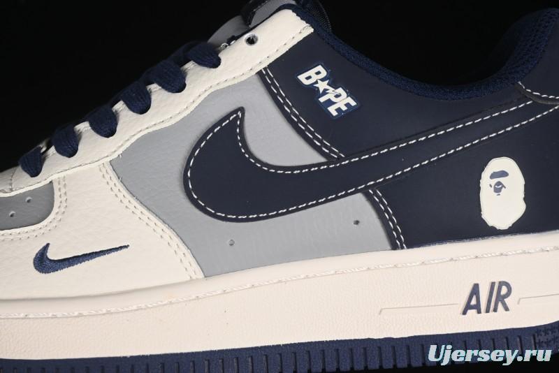Nike Air Force 1 '07 Low Bape Collaboration - Deep Blue Grey Low-Top Casual Sneakers BB6566-206