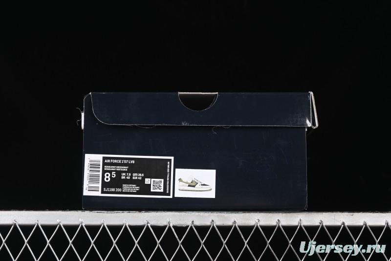 Nike Air Force 1 '07 Low Dior Collaboration - White Green Drawstring Casual Sneakers - SJ1198-200