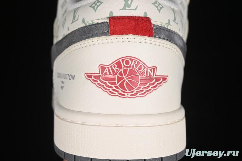 Nike Air Jordan 1 Low LV Collaboration Print Off-White Retro Basketball Shoes - WG8850-010