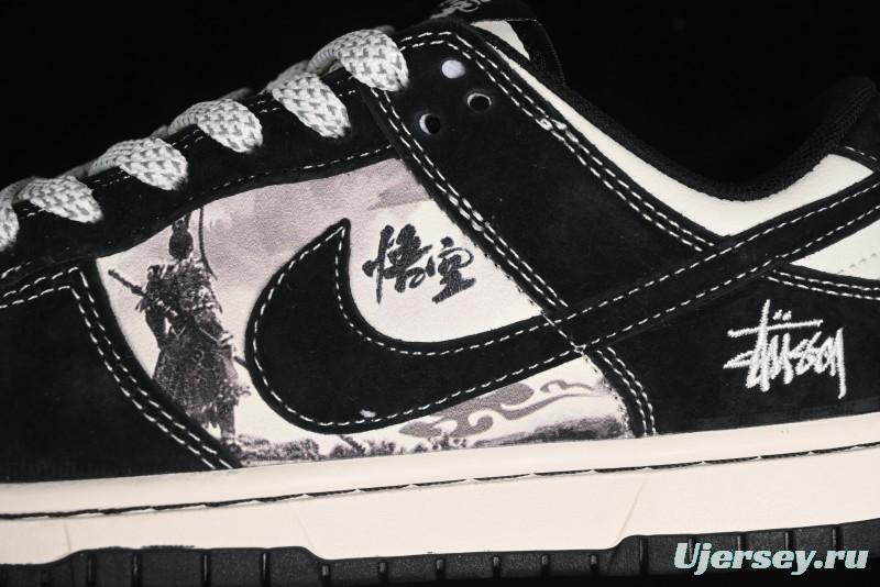 Nike SB Dunk Low Stussy Collaboration - Black Wukong Anniversary High-End Custom Low-Top Casual Sneakers - XX2025-555