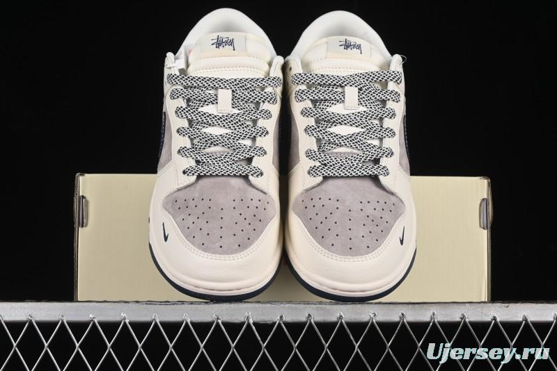 Nike SB Dunk Low Stussy Anniversary High-End Custom Sneakers with Blue Swoosh - SJ1089-003