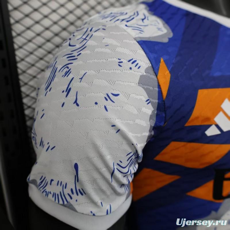 Player Version 25/26 Real Madrid Limited Edition Blue Orange Abstract Pattern Jersey