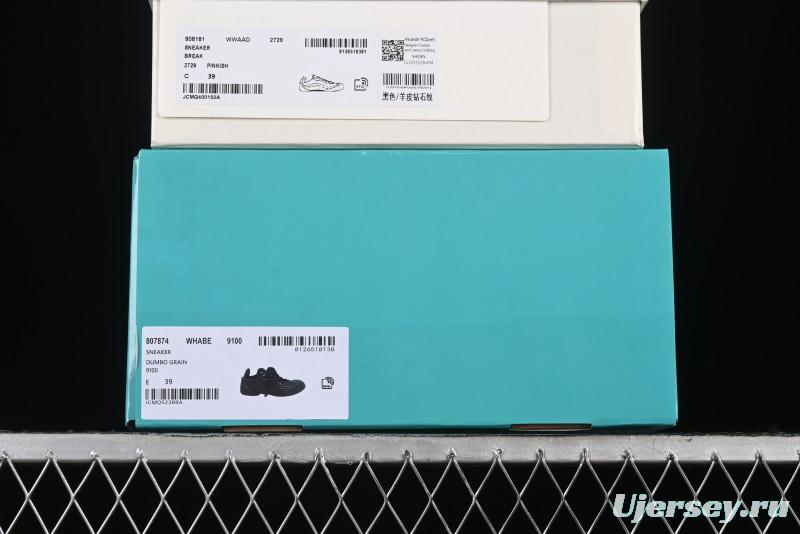 Alexander McQueen Flexion Retro Sneakers in Black with Diamond Grain Calfskin - 8.F6