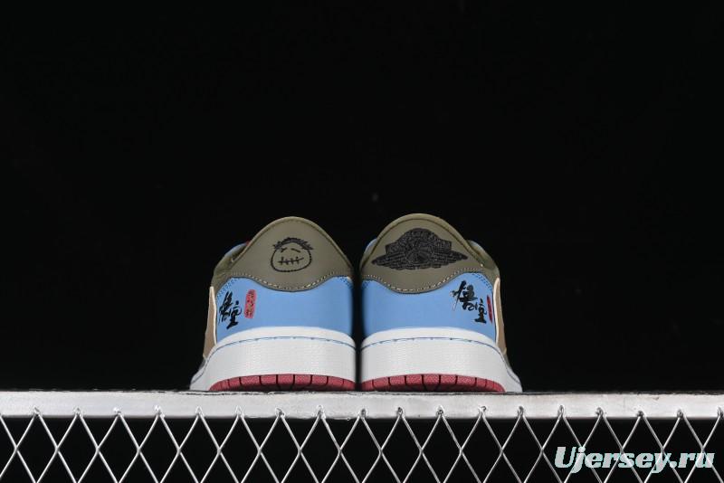 Nike Travis Scott x Fragment Design x Air Jordan 1 Low OG SP AJ1 Low Top Casual Sneakers - CH6336-015