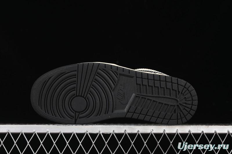 Nike Air Jordan 1 Low "Coconut Milk Black" Casual Basketball Shoes with Contrast Swoosh - HQ3437-101