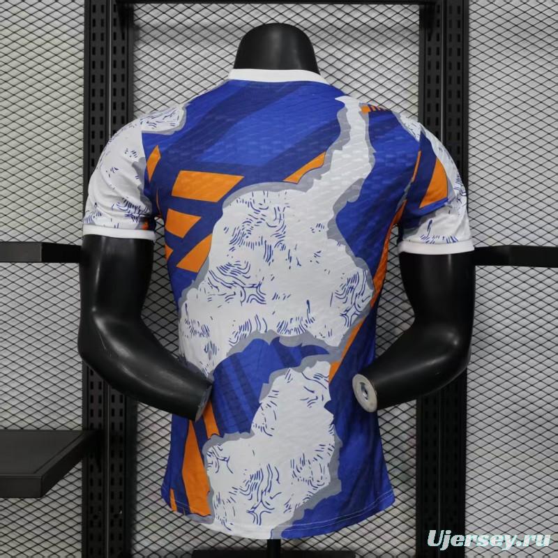 Player Version 25/26 Real Madrid Limited Edition Blue Orange Abstract Pattern Jersey