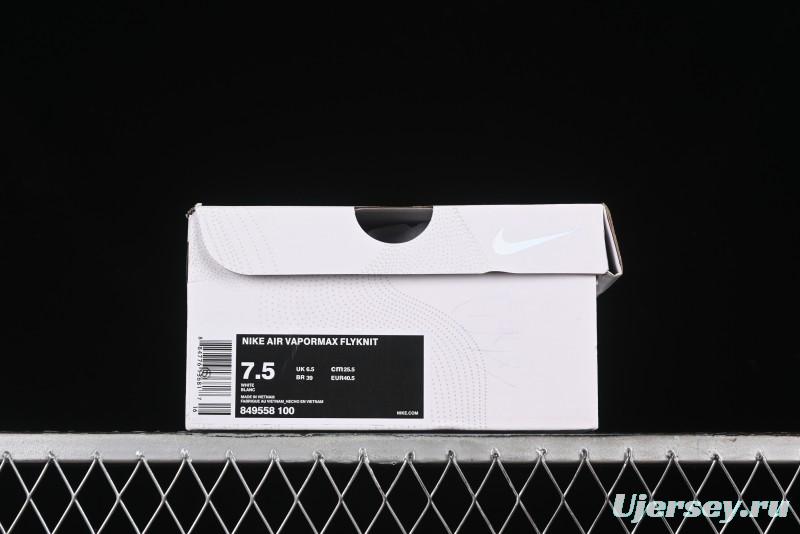 Nike Vapormax Flyknit Breathable Casual Running Shoes with Full-Length Air Cushion - 849558-100