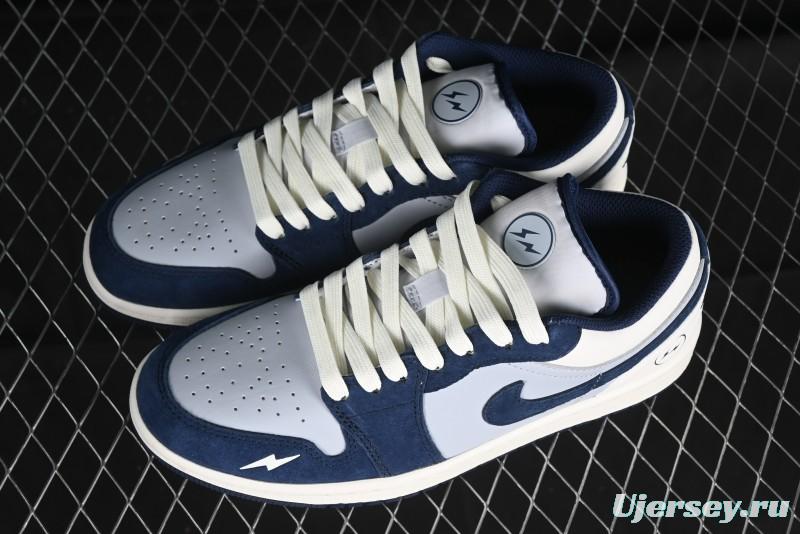 Nike Air Jordan 1 Low Retro Basketball Shoes in White Grey Blue - DC2024-026