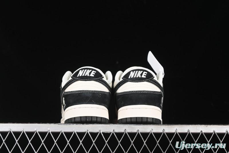 Nike SB Dunk Low Carhartt Collaboration - Off White Black Swoosh Anniversary Custom Low-Top Casual Skate Shoes - SJ1089-005