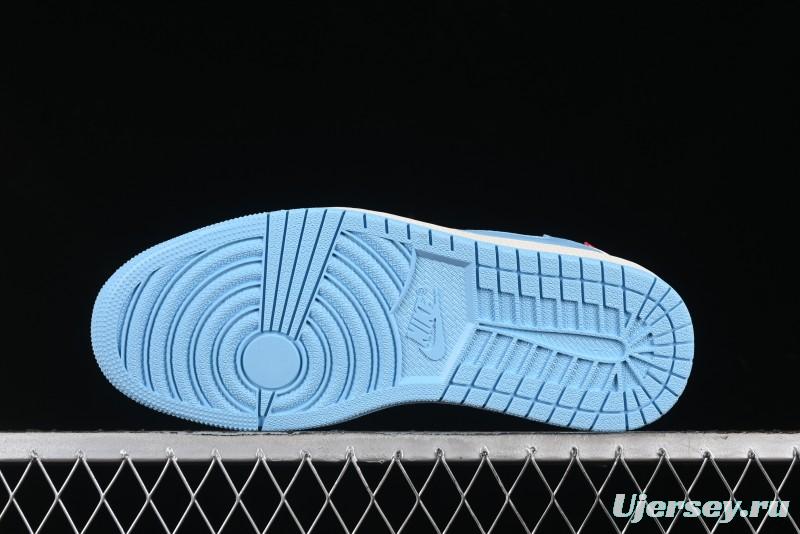 Nike Travis Scott x Fragment Design x Air Jordan 1 Low OG SP AJ1 Supreme North Face Collaboration - DIY1688-002