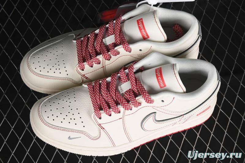 Nike Air Jordan 1 Low AJ1 Supreme Collaboration - Red Rabbit Retro Basketball Shoes - SJ9950-025