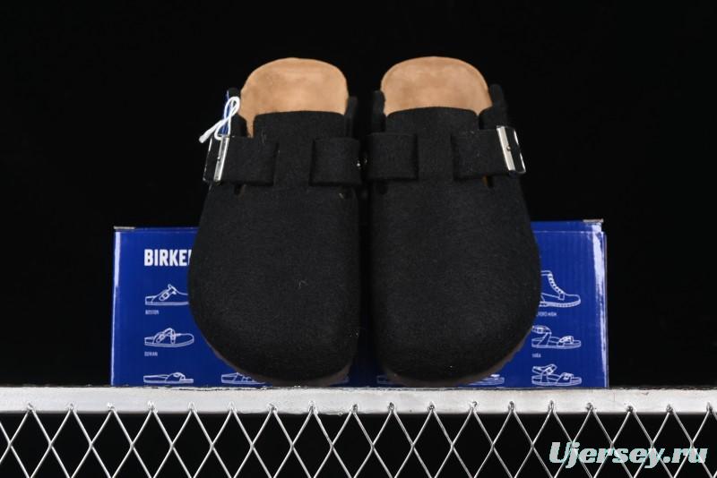 Birkenstock Half Open Toe Sandals with Smokeless Coal Wool Upper - G.D4