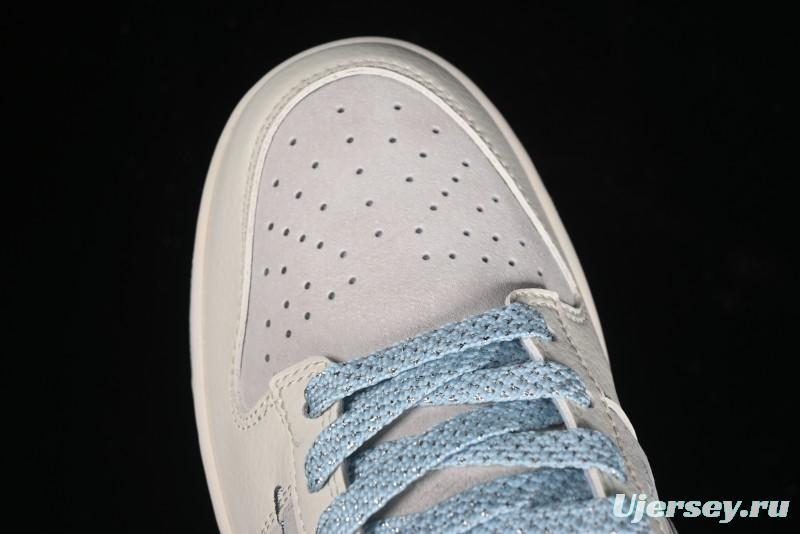 Nike SB Dunk Low Stussy Collaboration - Double Swoosh Ice Blue Anniversary Custom Low-Top Casual Skate Shoes - XX2026-101