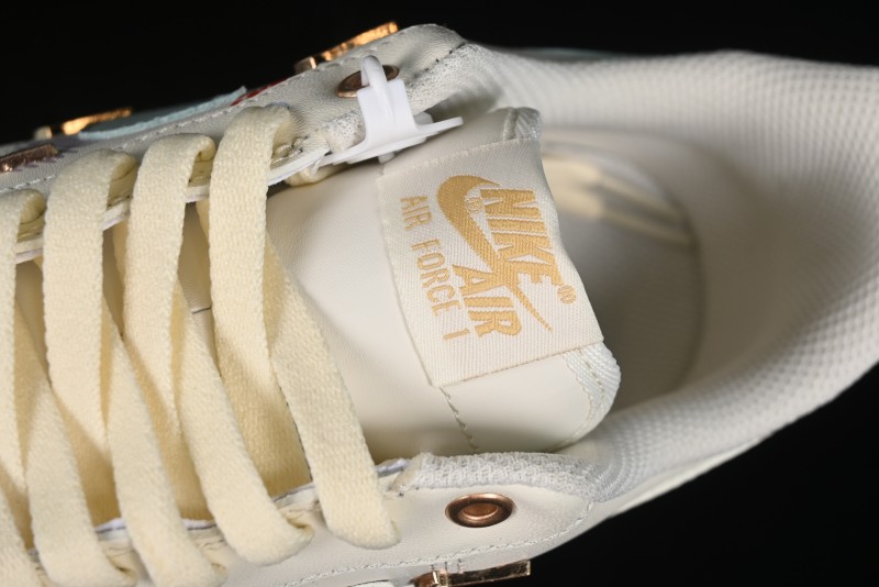 Nike Air Force 1 '07 Low Casual Sneakers with Mint Mambo Anime Theme and Gold Spray - ZH0316-040