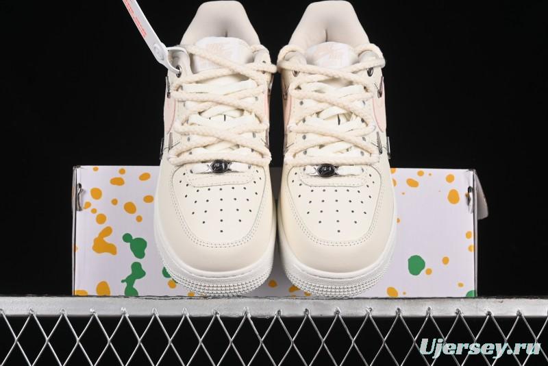 Nike Air Force 1 '07 Low Pink Deconstructed Swoosh Casual Sneakers - FC8110-181
