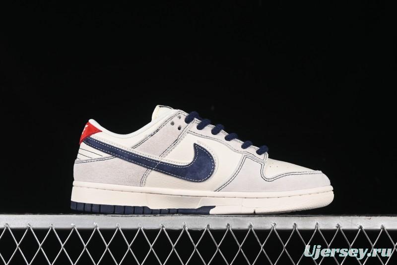 Nike SB Dunk Low The North Face Collaboration - Grey Pigskin Navy Swoosh Anniversary Custom Low-Top Casual Skate Shoes - SJ1089-012
