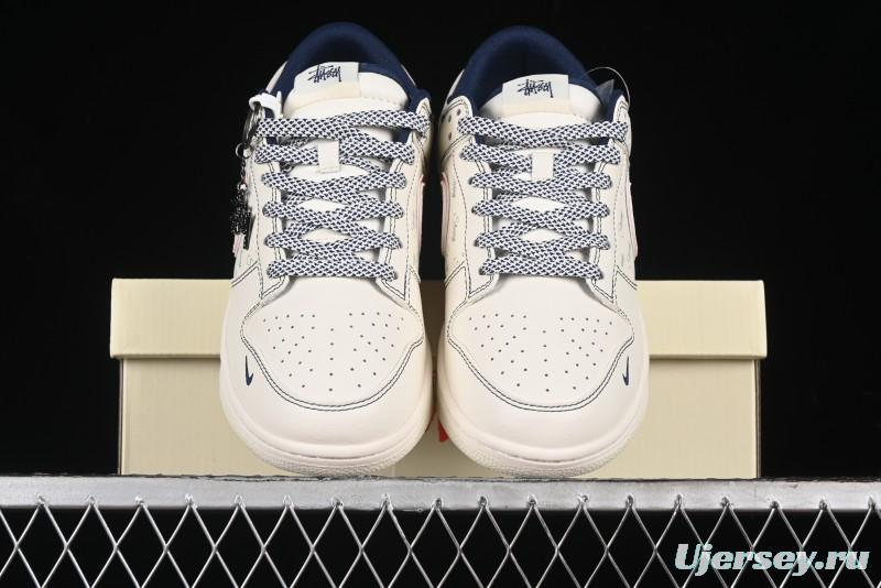 Nike SB Dunk Low Stussy Collaboration - Black Red Bunny Anniversary Custom Low-Top Casual Sneakers - XY1688-012