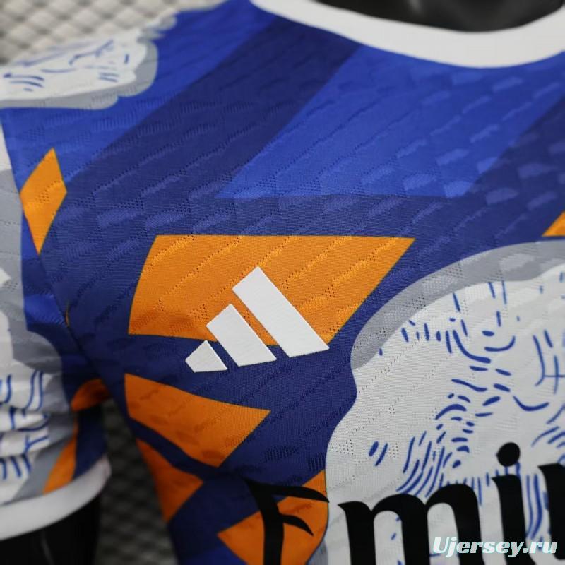 Player Version 25/26 Real Madrid Limited Edition Blue Orange Abstract Pattern Jersey