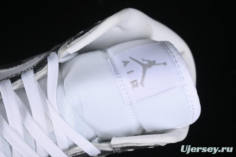Nike Air Jordan 1 Mid Basketball Shoes Silver White - FN5031-100