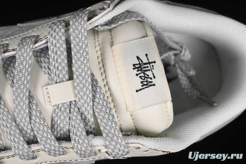Nike SB Dunk Low Stussy Collaboration - Light Grey White Anniversary High-End Custom Low-Top Casual Skate Shoes - SJ2068-302