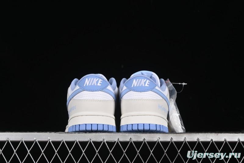Nike SB Dunk Low Saint Laurent Series - White Grey Blue Swoosh Anniversary High-End Custom Low-Top Casual Sneakers - GF2409-168
