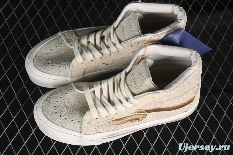 Vans Notre Premium Sk8-Hi High-Top Skate Shoes with Upgraded Suede and Linen Materials - VN000CR0BWQ