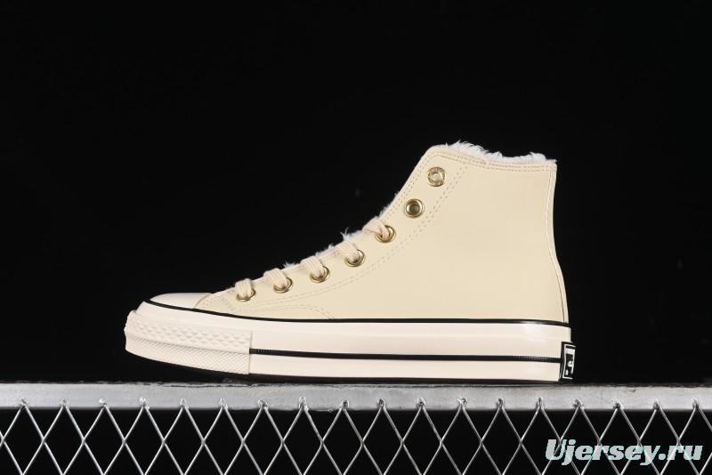 Converse Chuck 1970s Winter Waterproof Leather High-Top Sneakers with Gold Eyelets and Fleece Lining - A12443C