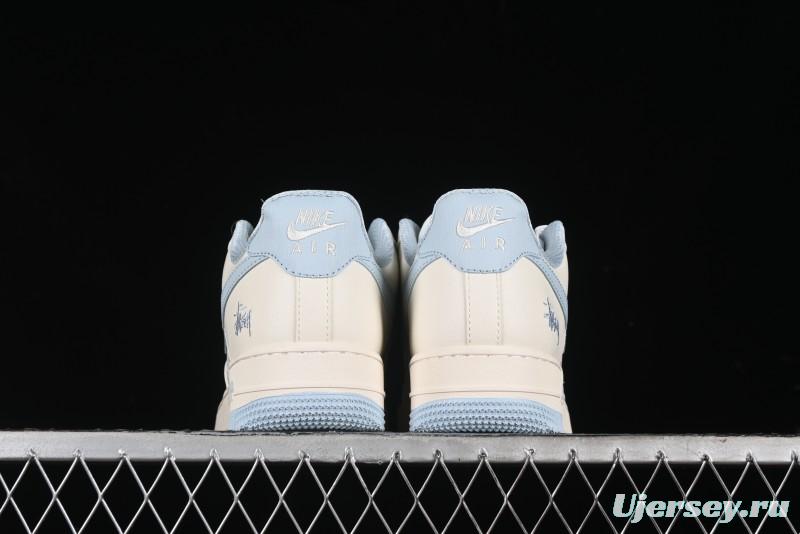 Nike Air Force 1 '07 Low Stussy Collaboration - Off White Elegant Blue Low-Top Casual Sneakers - XZ3328-002
