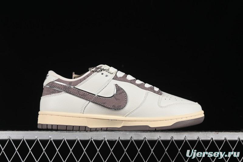 Nike SB Dunk Low LV Collaboration - Beige Denim Swoosh Anniversary High-End Custom Low-Top Casual Skate Shoes - JH8310-957